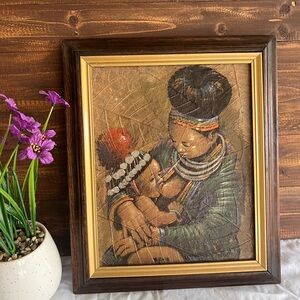 Vintage tobacco leaf oil painting